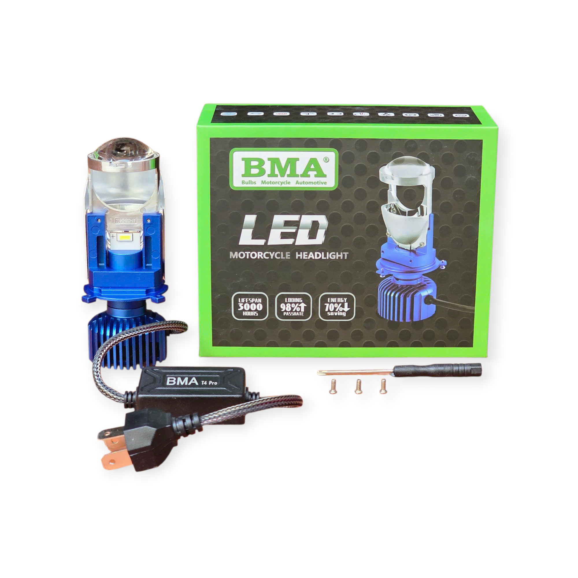 BÓNG LED BMA T4 PRO H4 BI CẦU QUẠT TẢN NHIỆT